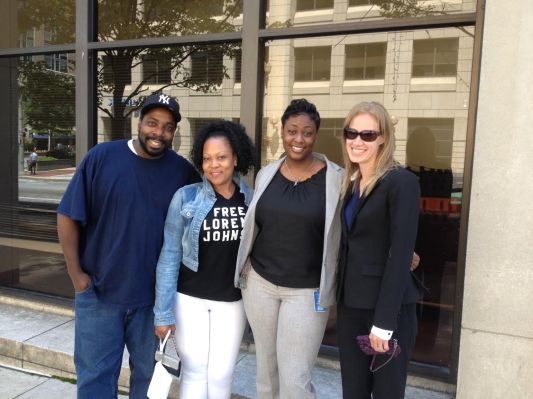 Tyrone, Lorenzo's wife Tazza, supporter La Tasha Williams, and La Tasha's classmate
