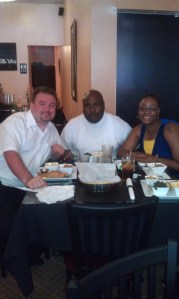 Lorenzo and Jeff's last meal together before Lorenzo's return to prison. Also pictured is La Tasha Williams